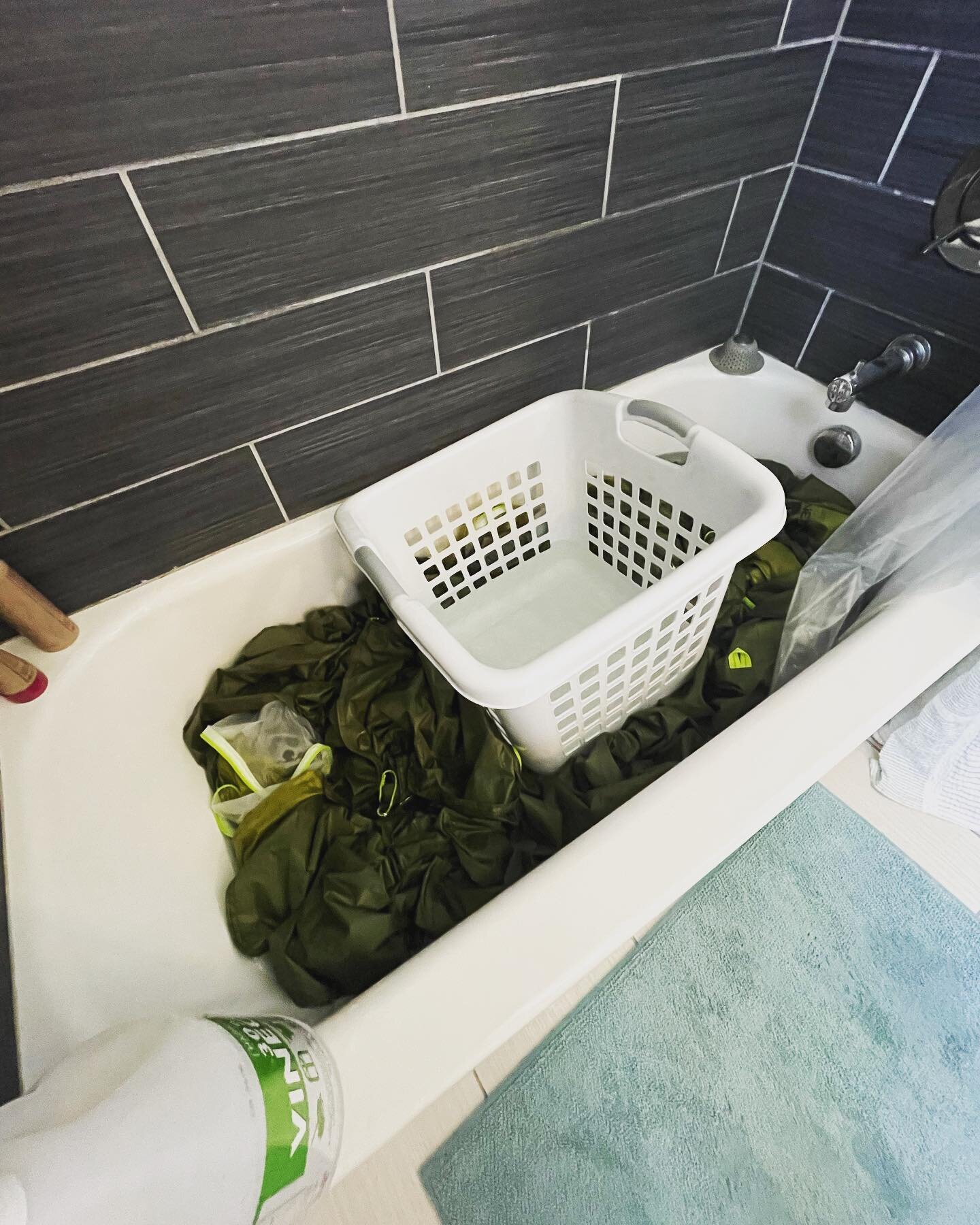 My basement can get a tad damp so on occasion my bags get mildew-y and I have to clean them. I&rsquo;ve developed what I call my &ldquo;Breaking Bad&rdquo; system where I pour some natural ingredients into a tub with said bag or material (like a tent
